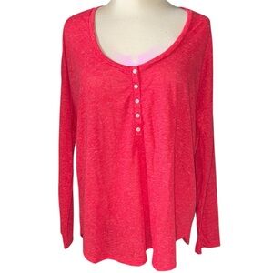 Victoria’s Secret T-shirt 3/4 sleeve deep scoop neck button front Sz medium NWT